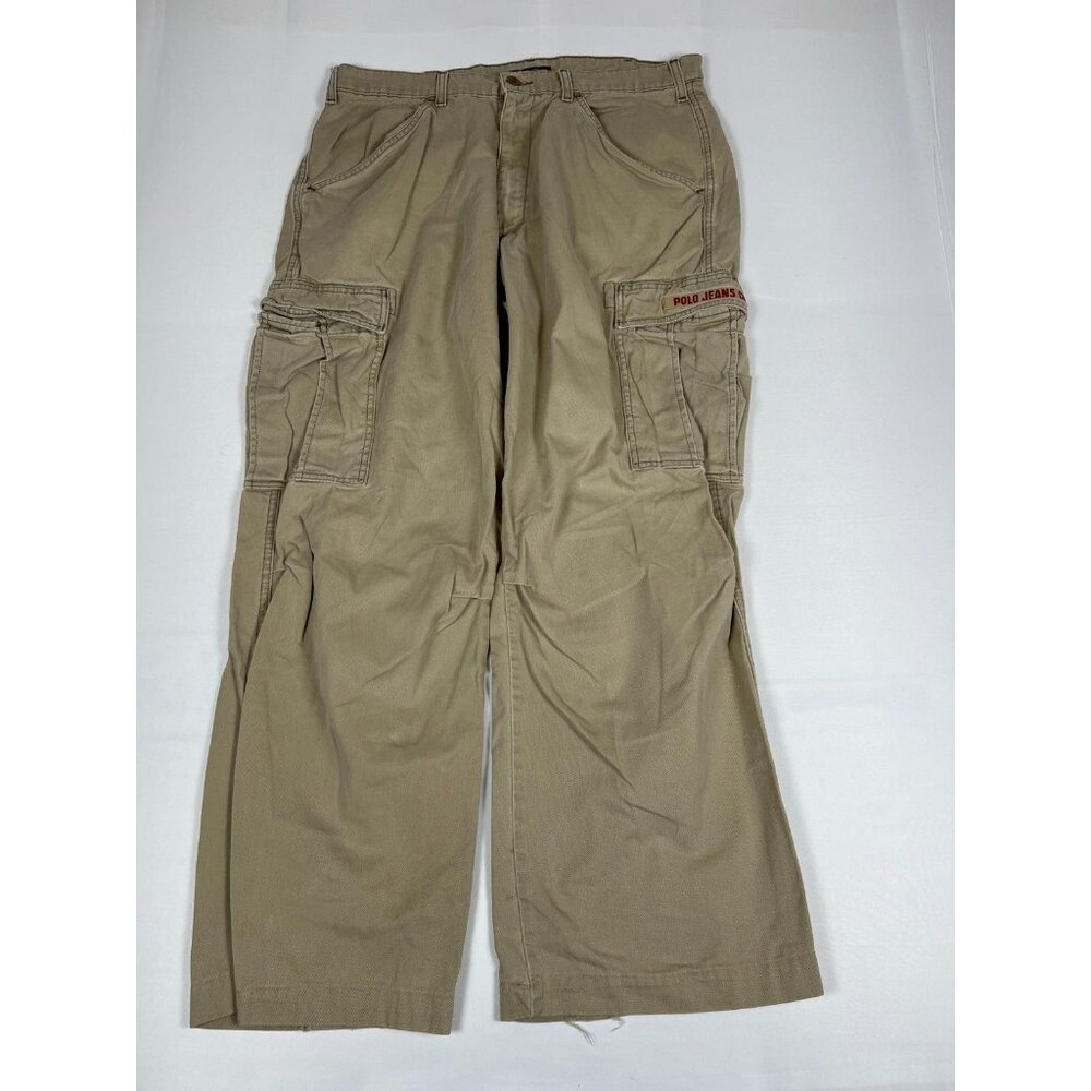 Vintage Ralph Lauren Polo Jeans Co Men 34x29 Freighter Cargo Pants Khaki Cotton